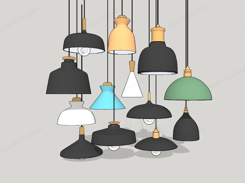 Modern Industrial Pendant Lights sketchup model preview - SketchupBox