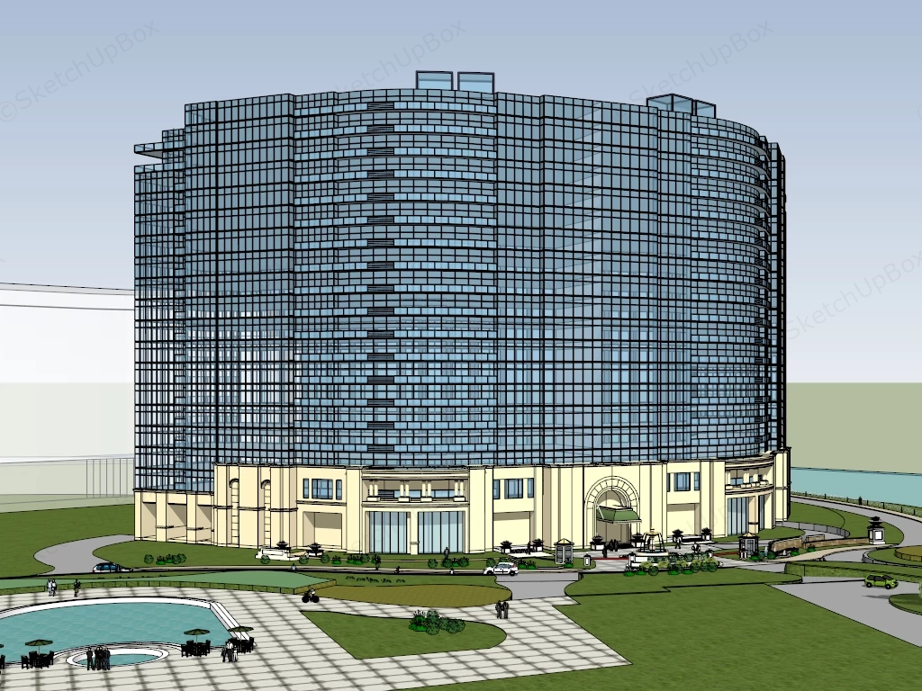 Modern Luxury Hotel Exterior sketchup model preview - SketchupBox