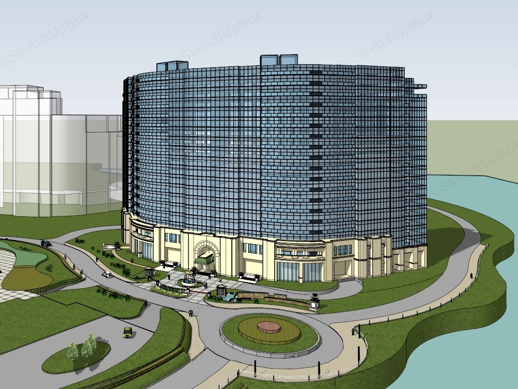 Modern Luxury Hotel Exterior sketchup model preview - SketchupBox