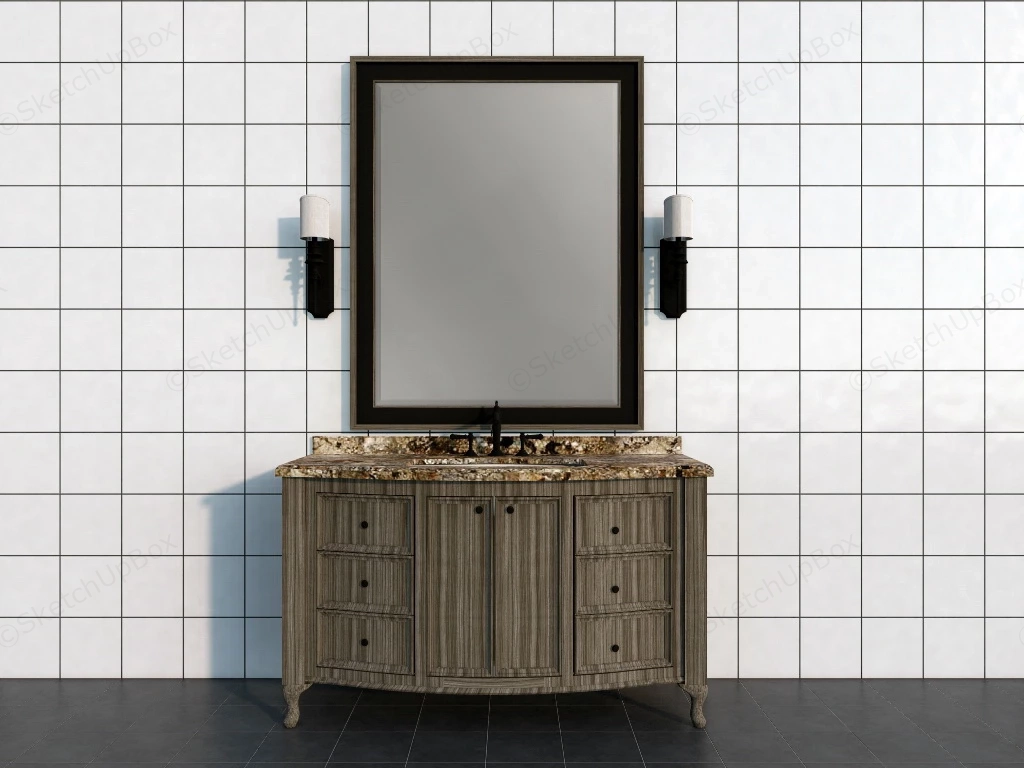 Classic Style Bathroom Vanity sketchup model preview - SketchupBox