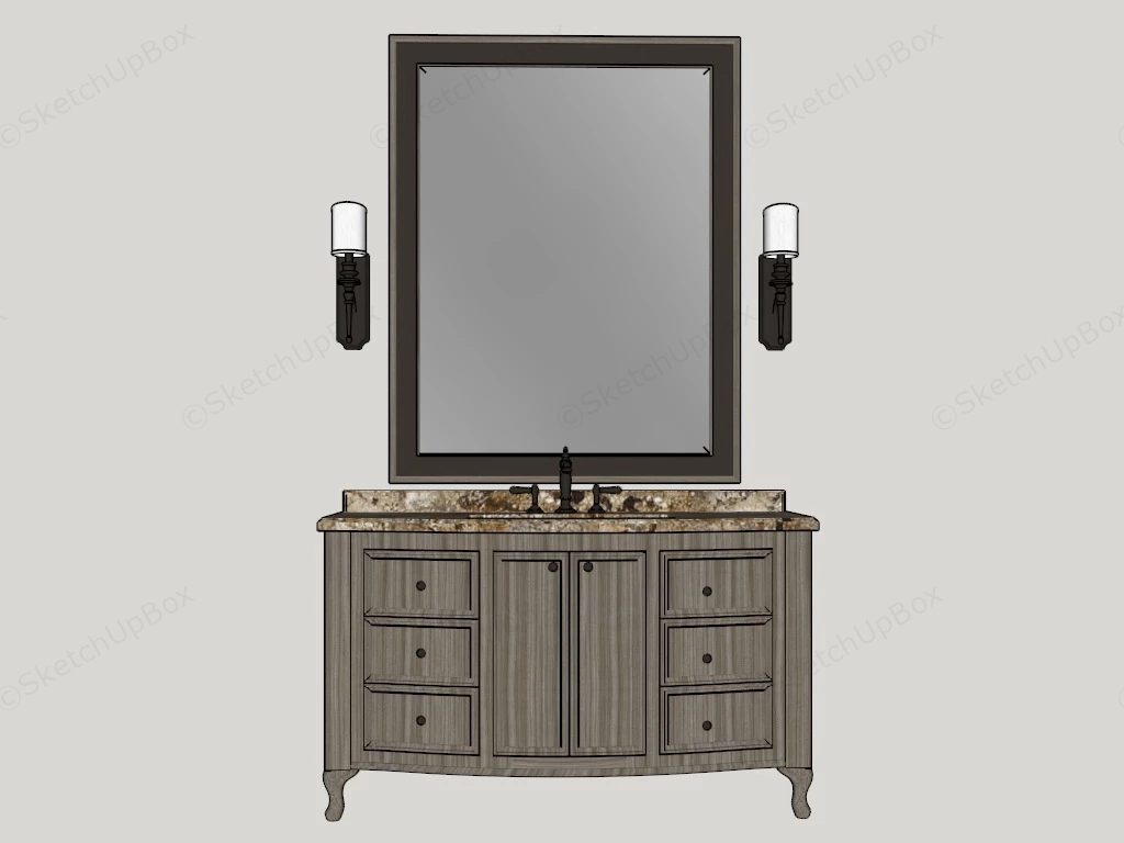 Classic Style Bathroom Vanity sketchup model preview - SketchupBox