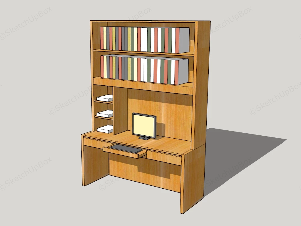 Computer Desk With Hutch sketchup model preview - SketchupBox
