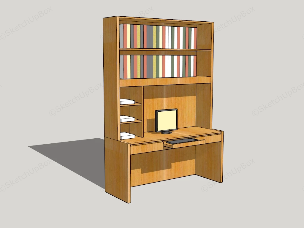Computer Desk With Hutch sketchup model preview - SketchupBox