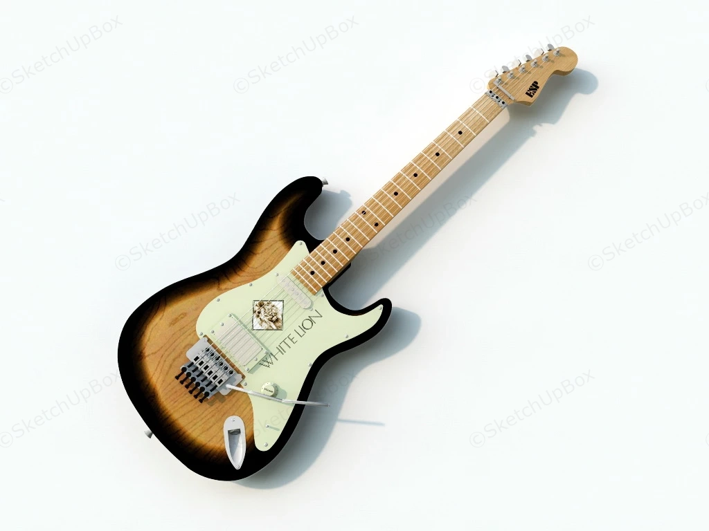 6 String Bass Guitar sketchup model preview - SketchupBox