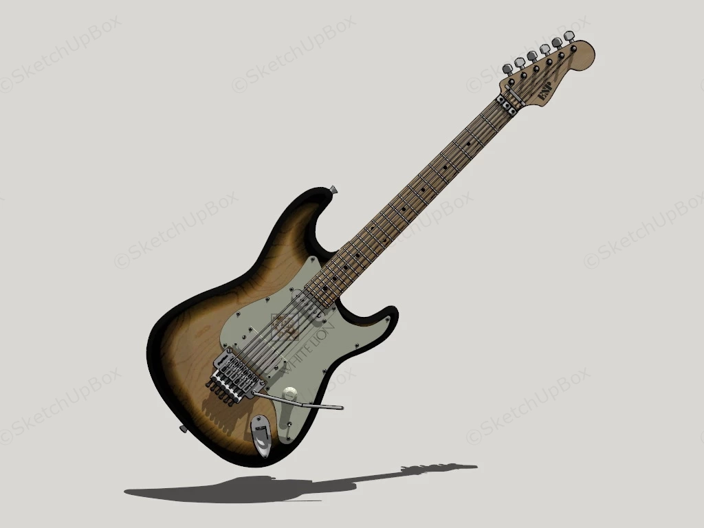 6 String Bass Guitar sketchup model preview - SketchupBox