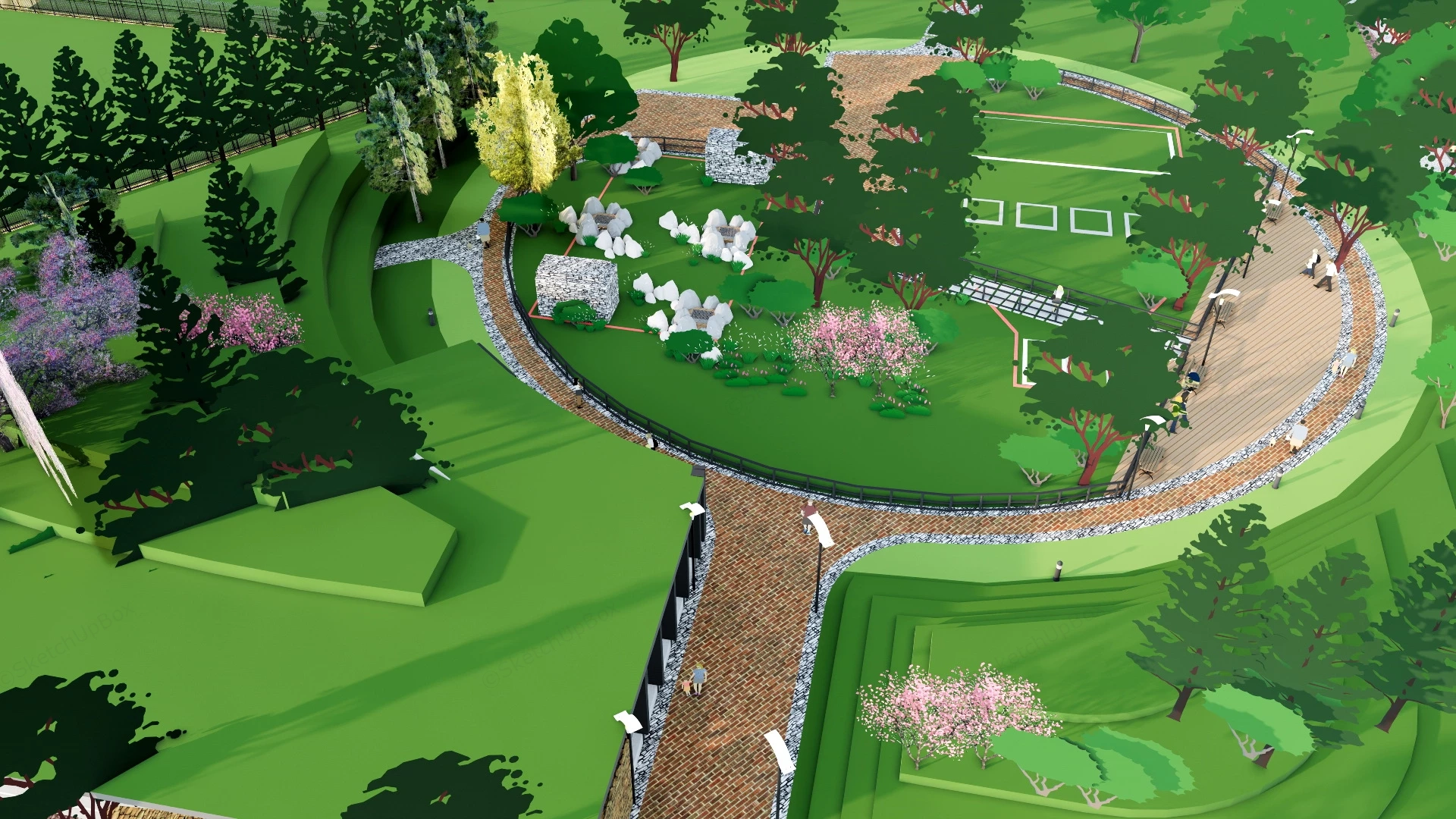 Small Pocket Park sketchup model preview - SketchupBox