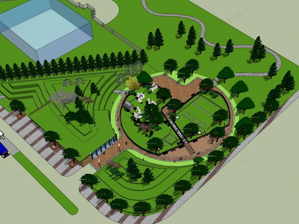 Small Pocket Park sketchup model preview - SketchupBox