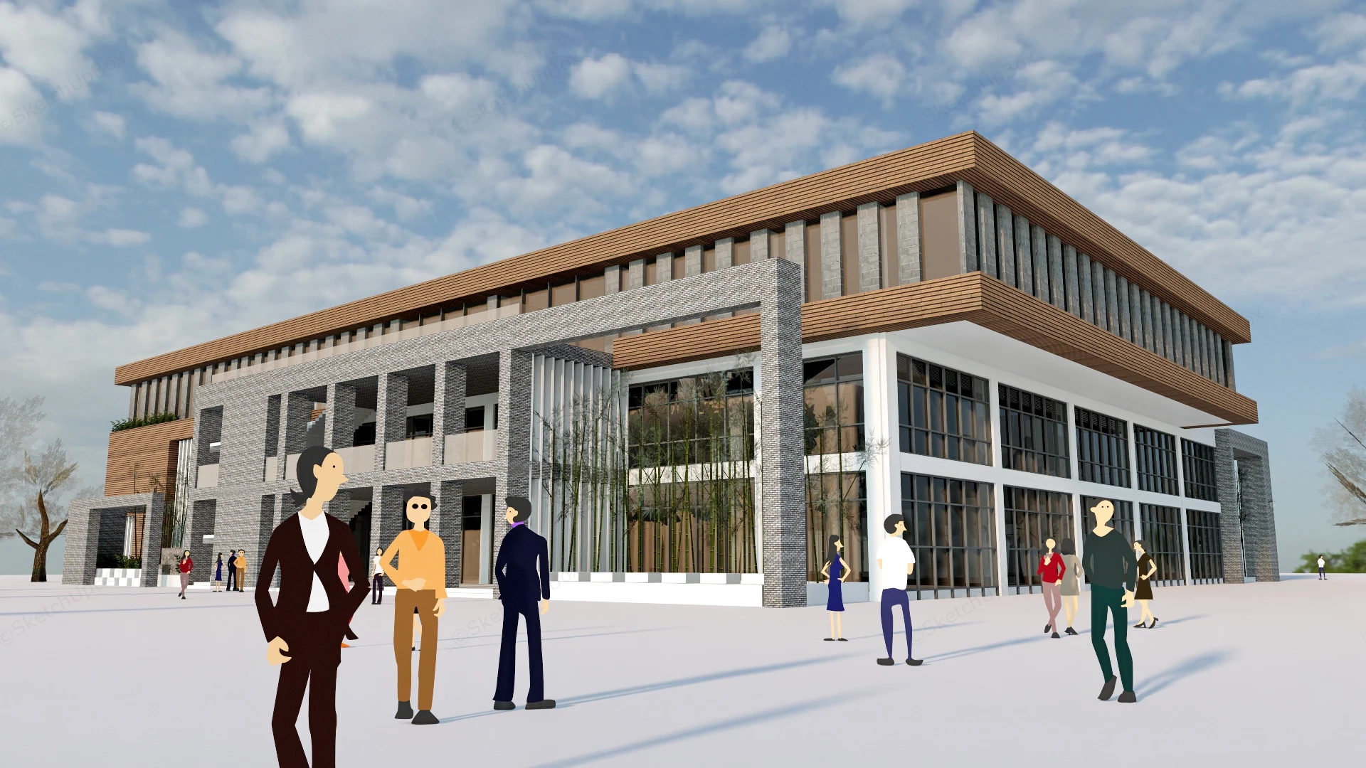 Small Commercial Office Building sketchup model preview - SketchupBox