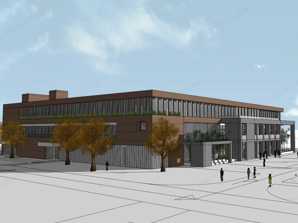 Small Commercial Office Building sketchup model preview - SketchupBox
