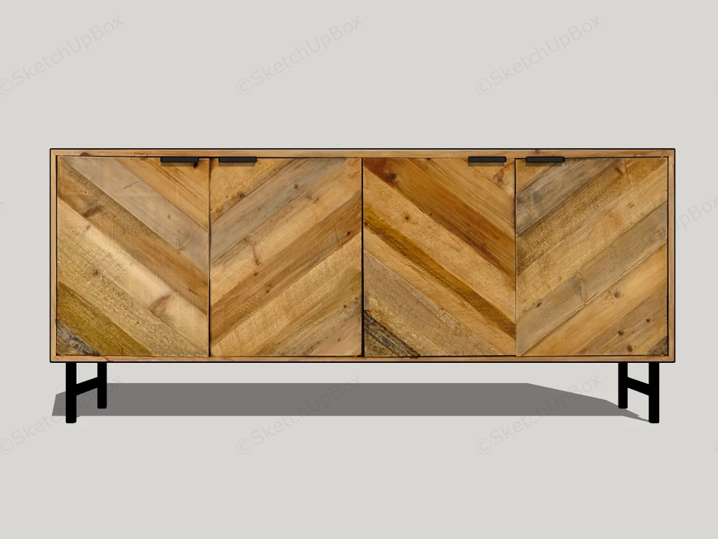 Rustic Wood Sideboard sketchup model preview - SketchupBox