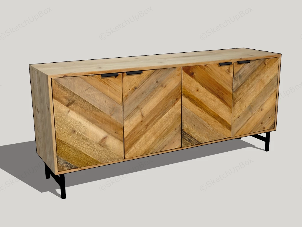 Rustic Wood Sideboard sketchup model preview - SketchupBox