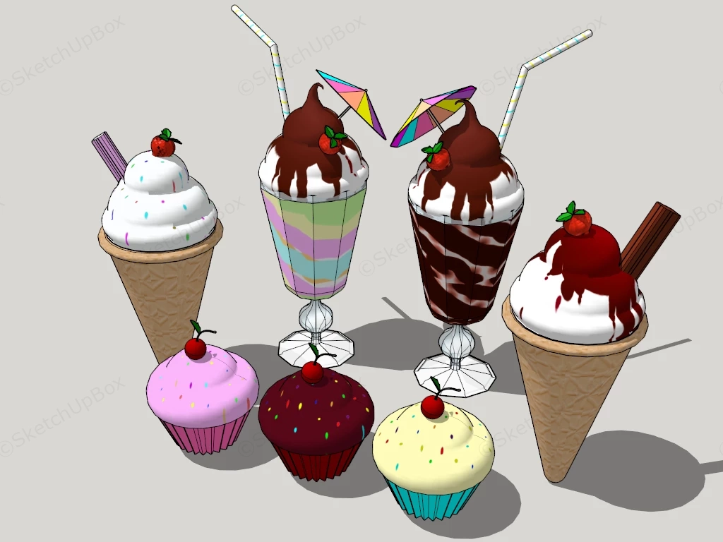 Ice Cream Collection sketchup model preview - SketchupBox