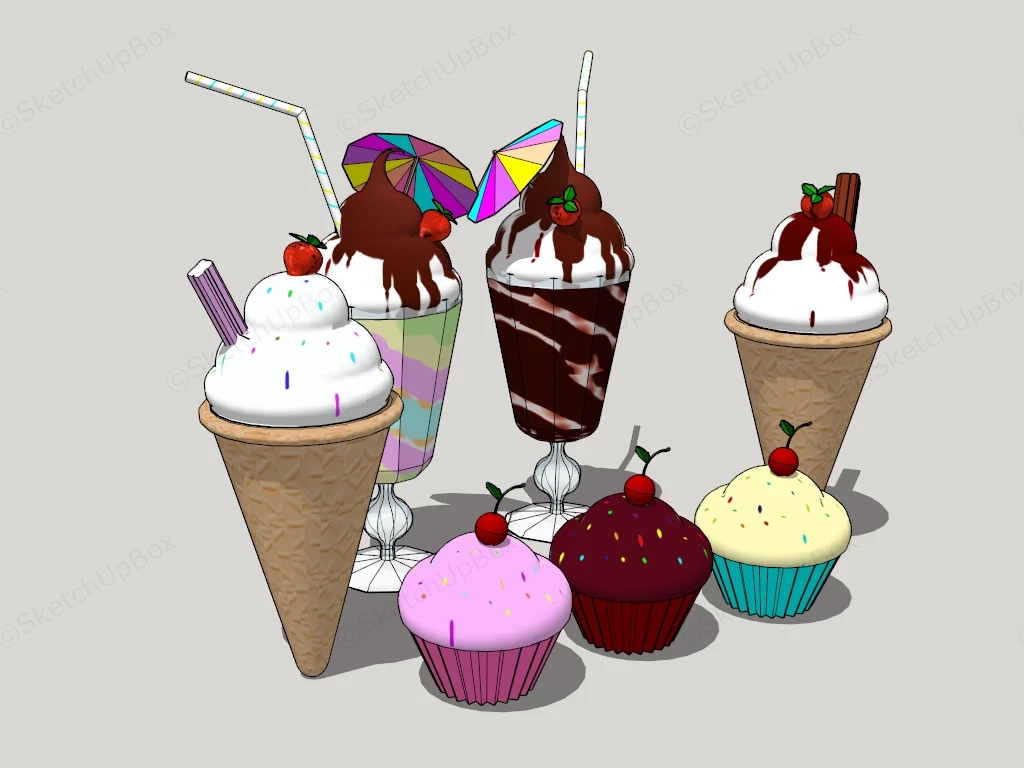 Ice Cream Collection sketchup model preview - SketchupBox