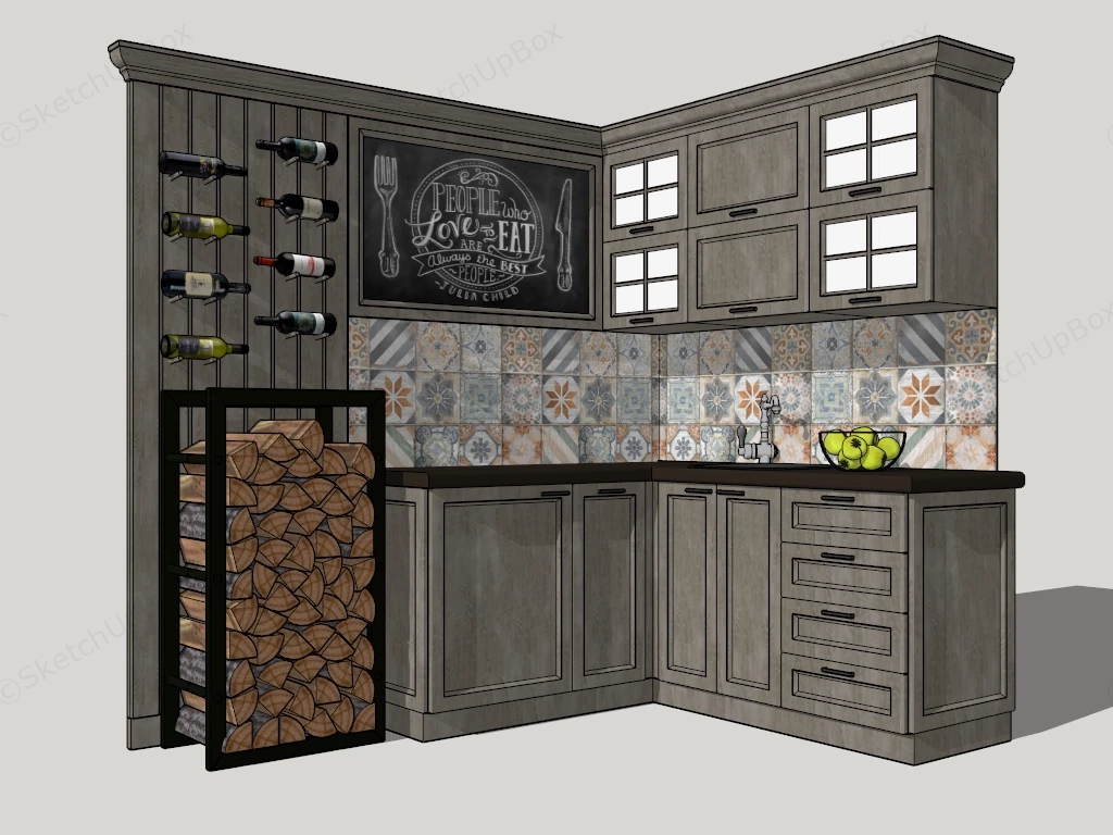 Small Old Cottage Kitchen sketchup model preview - SketchupBox
