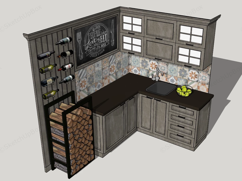 Small Old Cottage Kitchen sketchup model preview - SketchupBox