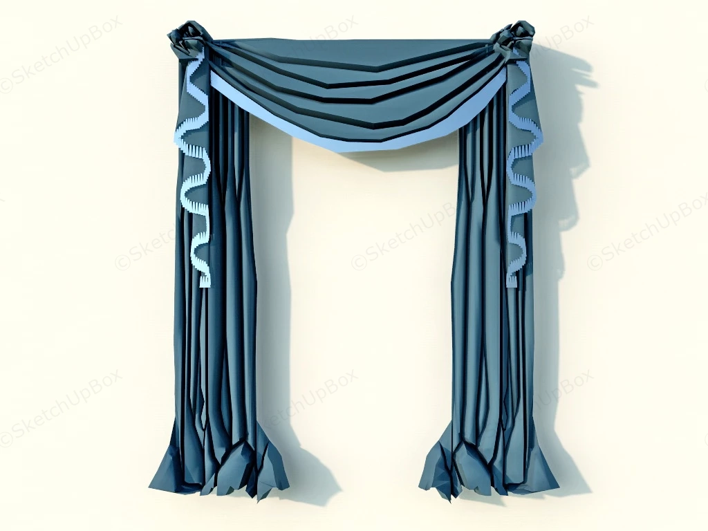 Blue Curtains With Valances And Swags sketchup model preview - SketchupBox