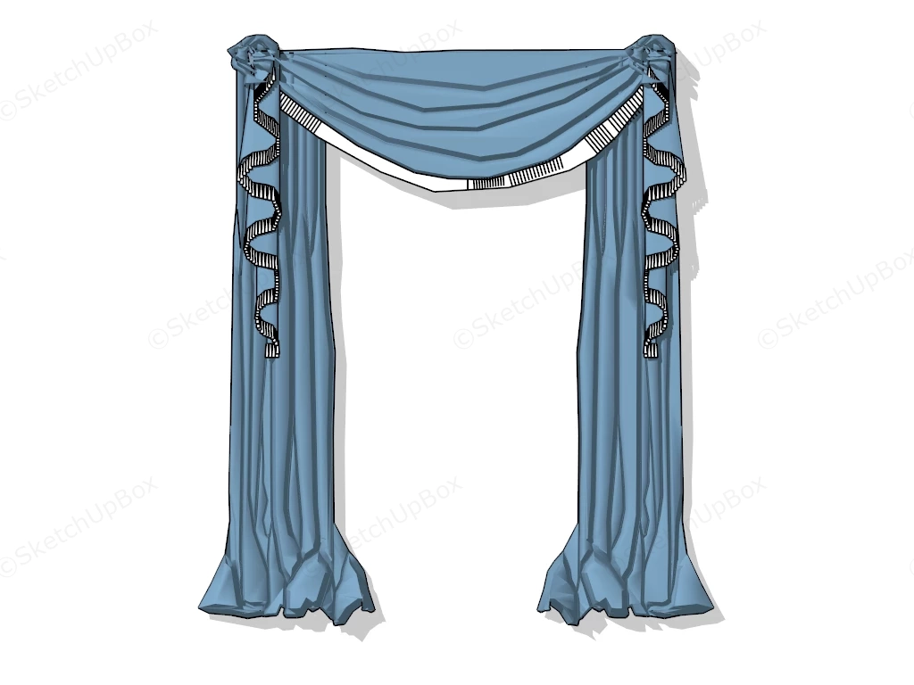 Blue Curtains With Valances And Swags sketchup model preview - SketchupBox