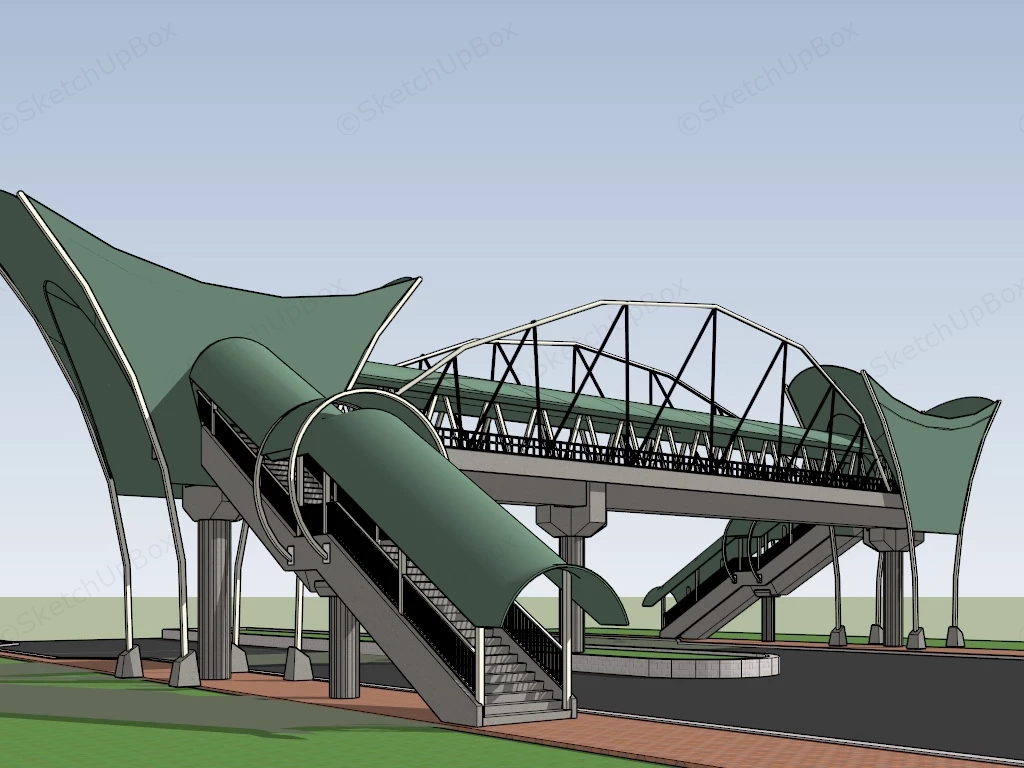 Overhead Pedestrian Bridge sketchup model preview - SketchupBox