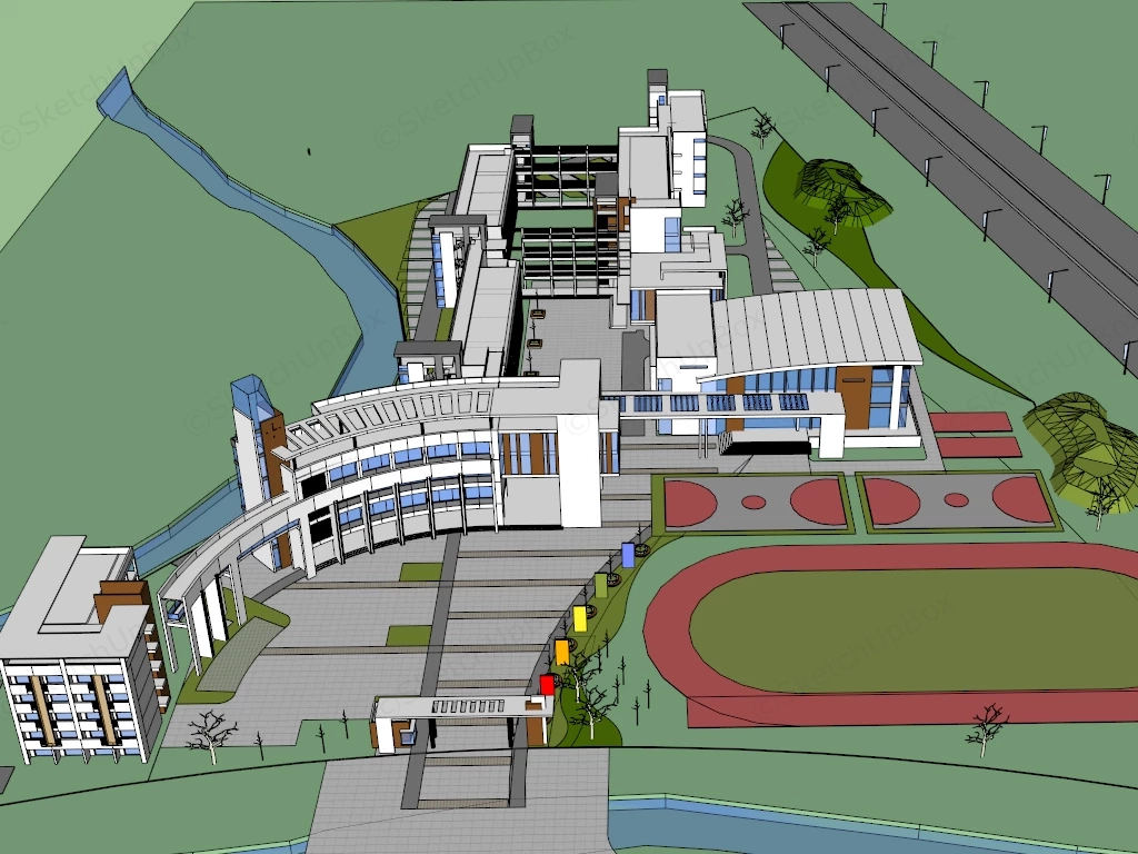 Primary School Buildings sketchup model preview - SketchupBox