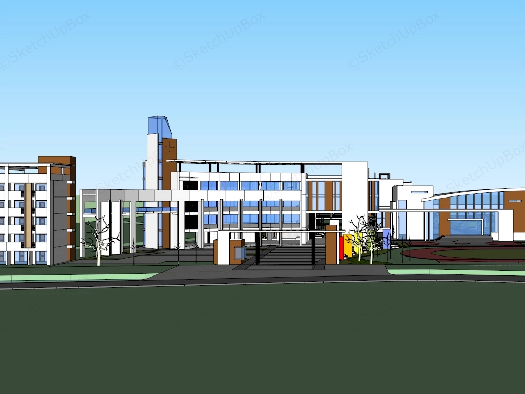 Primary School Buildings sketchup model preview - SketchupBox