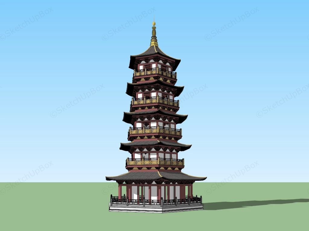 Buddhist Pagoda Tower sketchup model preview - SketchupBox
