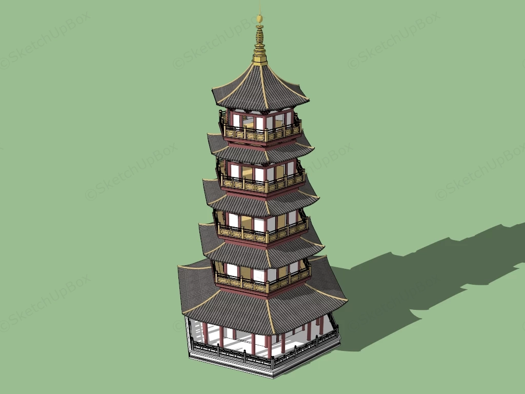 Buddhist Pagoda Tower sketchup model preview - SketchupBox