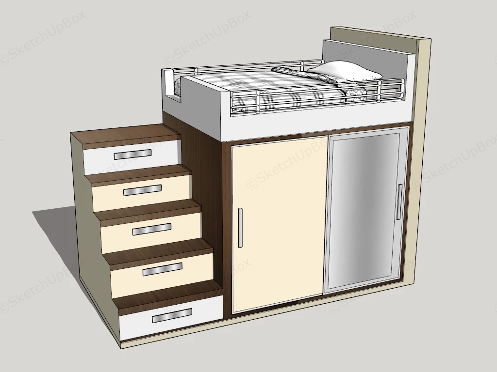 Loft Bed With Storage sketchup model preview - SketchupBox