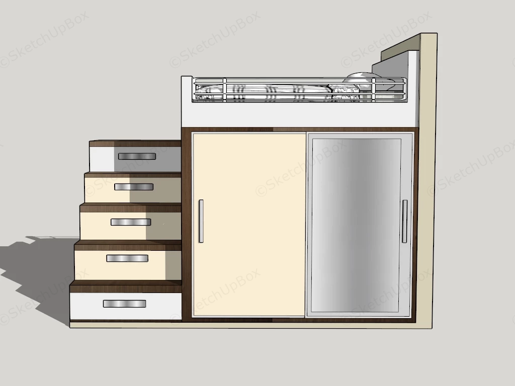 Loft Bed With Storage sketchup model preview - SketchupBox