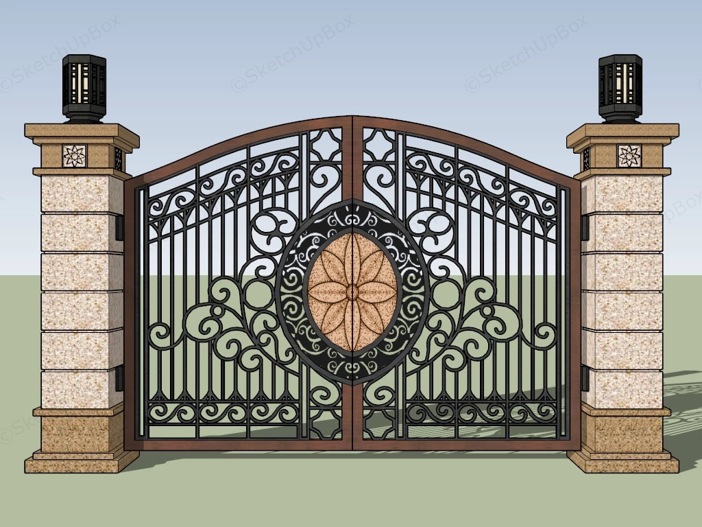 Iron Driveway Gate sketchup model preview - SketchupBox