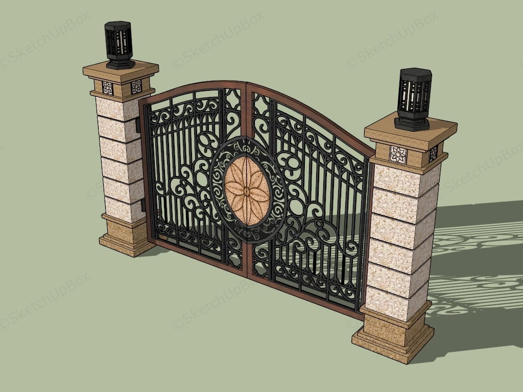 Iron Driveway Gate sketchup model preview - SketchupBox