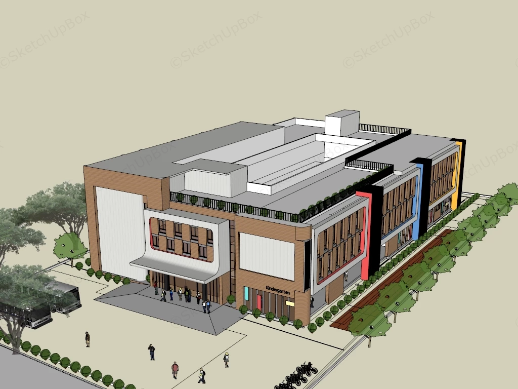 Kindergarten School Buildings sketchup model preview - SketchupBox