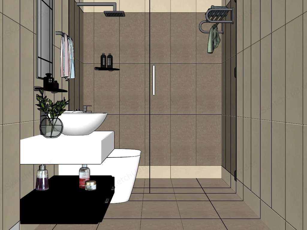 Small Bathroom Design sketchup model preview - SketchupBox