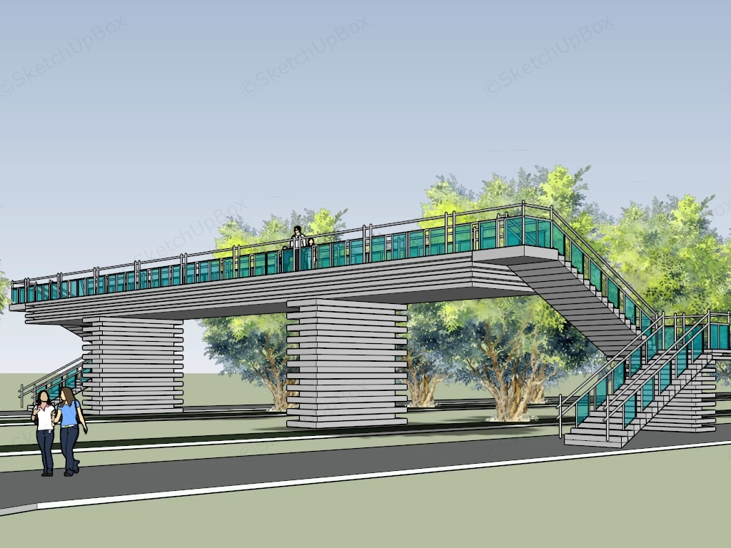 Pedestrian Overpass sketchup model preview - SketchupBox