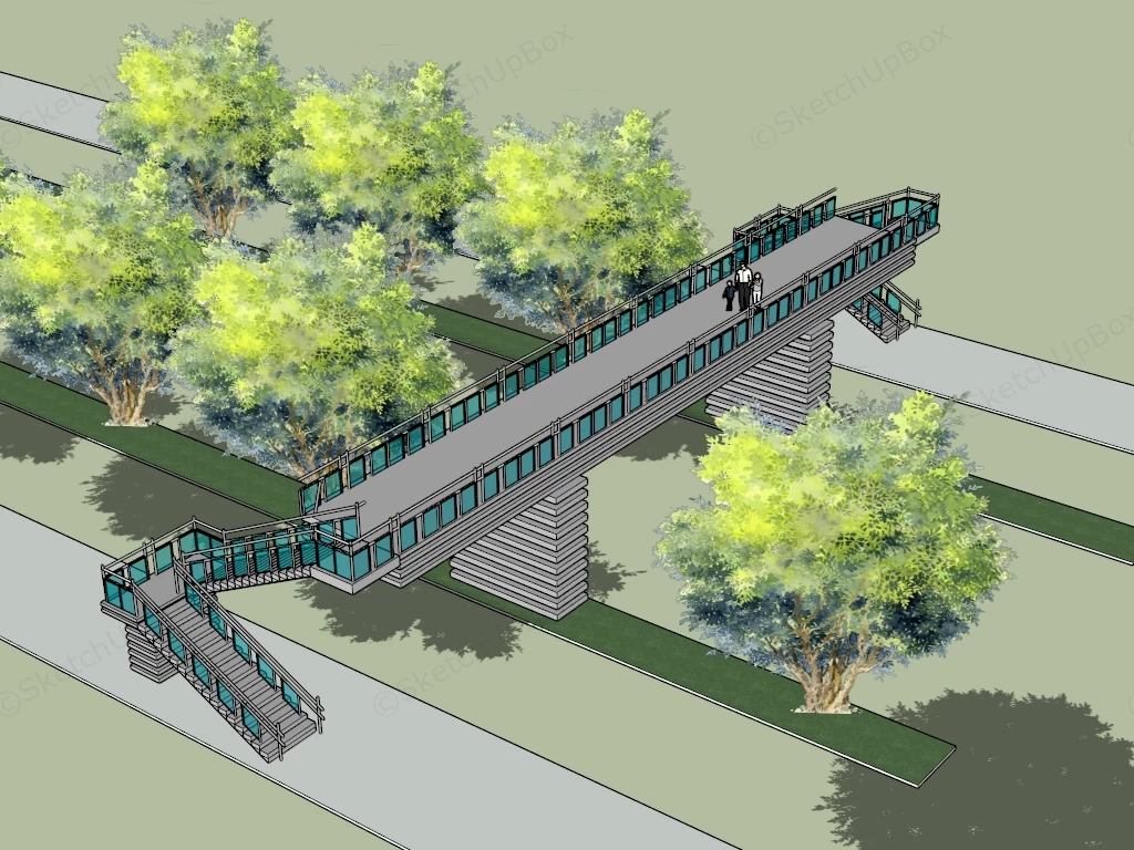 Pedestrian Overpass sketchup model preview - SketchupBox
