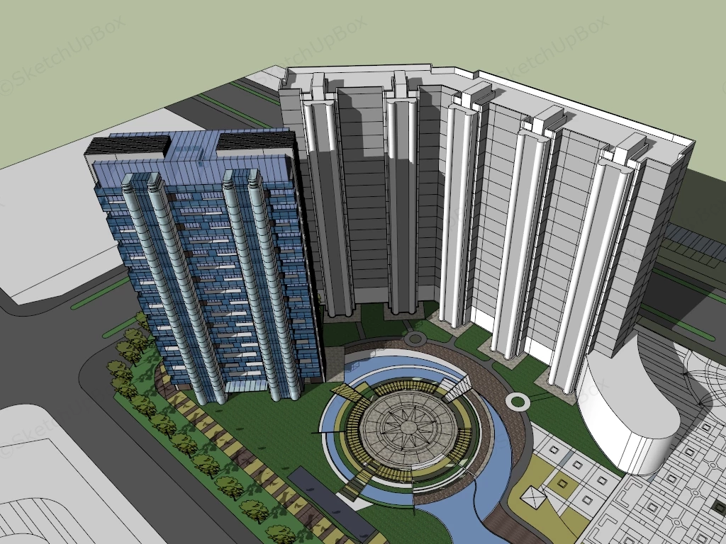 Apartment Building Blocks sketchup model preview - SketchupBox