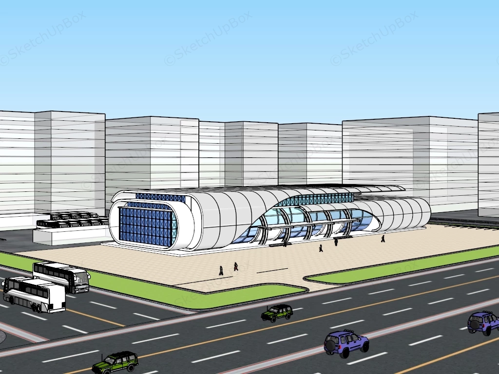 Coach Station Design sketchup model preview - SketchupBox