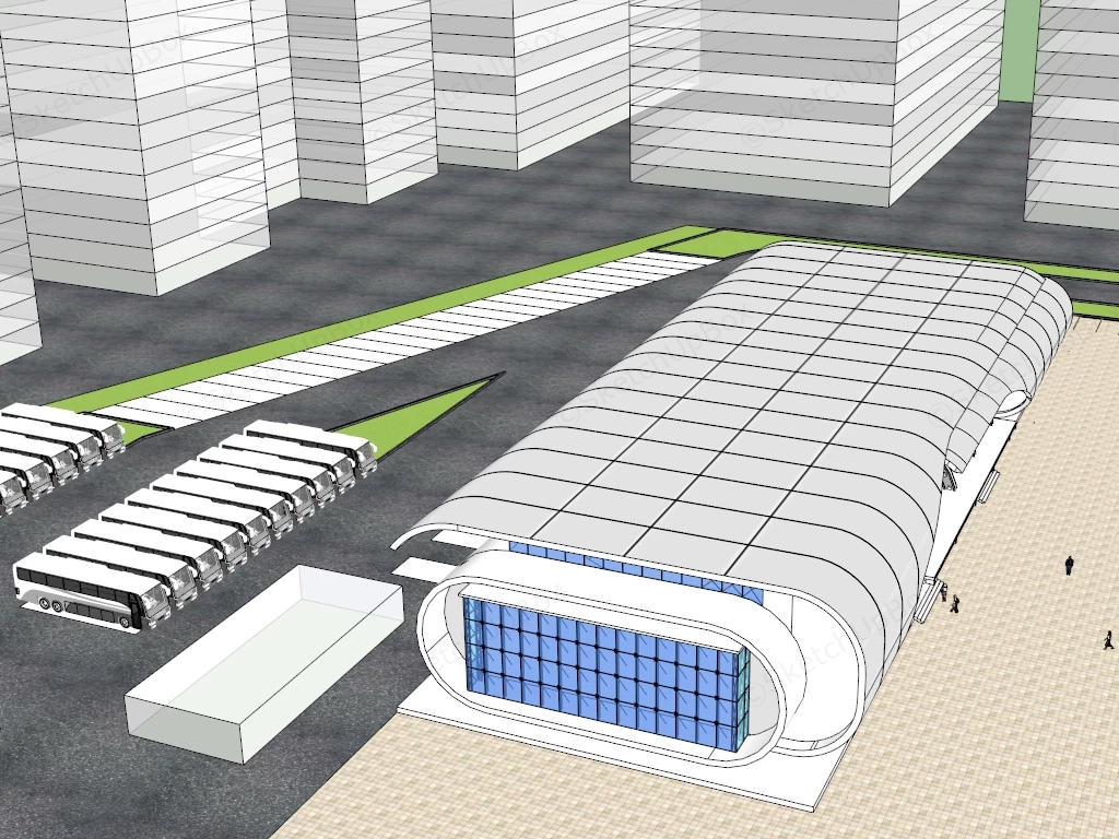Coach Station Design sketchup model preview - SketchupBox