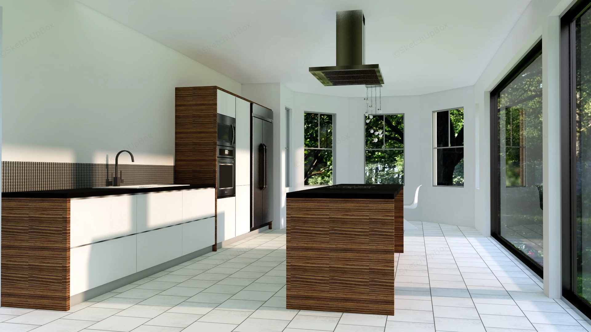 Kitchen Design With Island And Dining Area sketchup model preview - SketchupBox