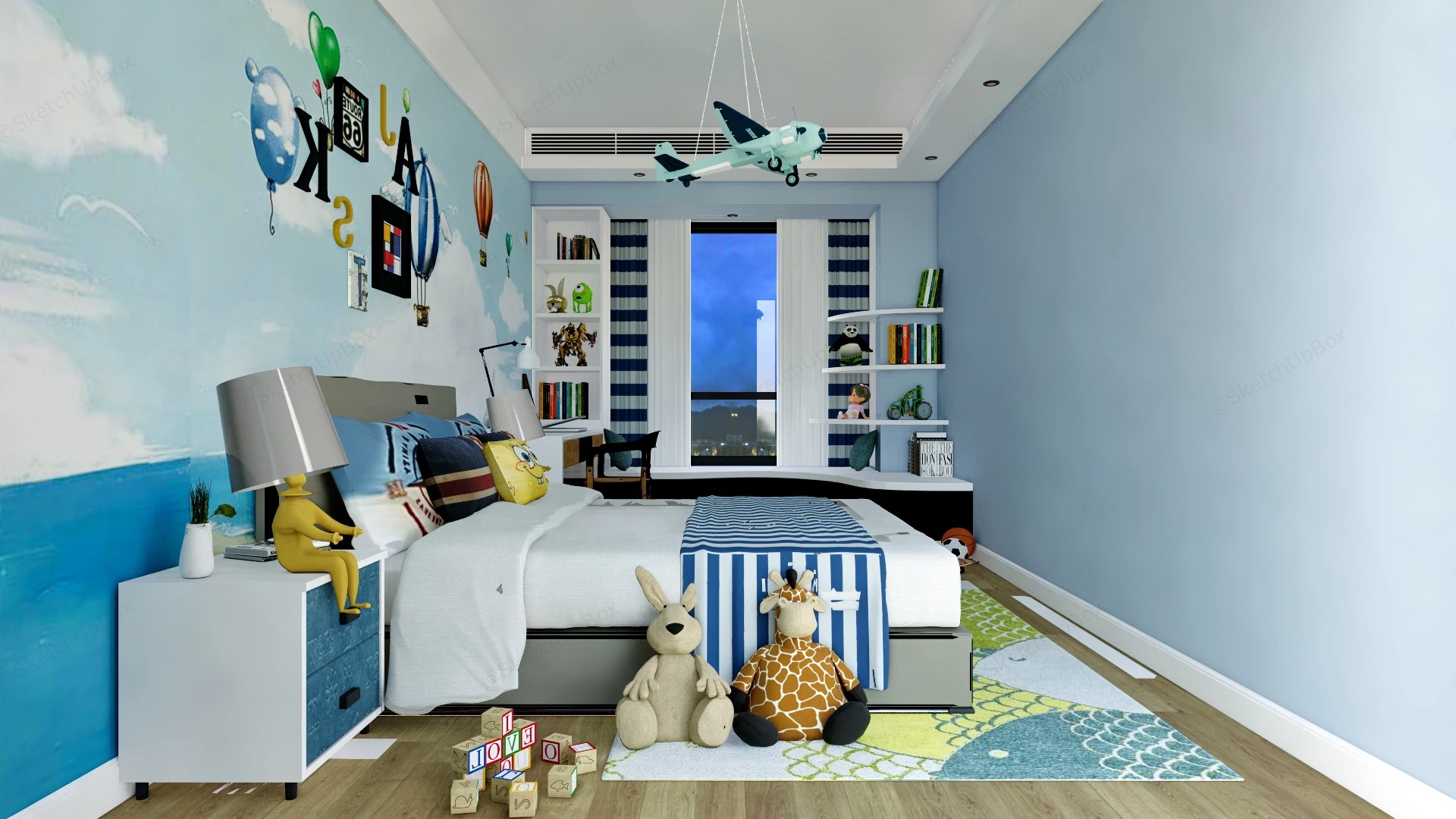 Light Blue Boys Room sketchup model preview - SketchupBox