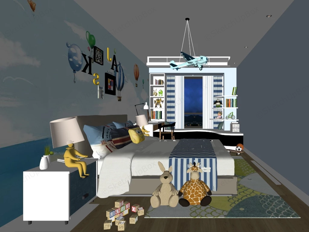 Light Blue Boys Room sketchup model preview - SketchupBox