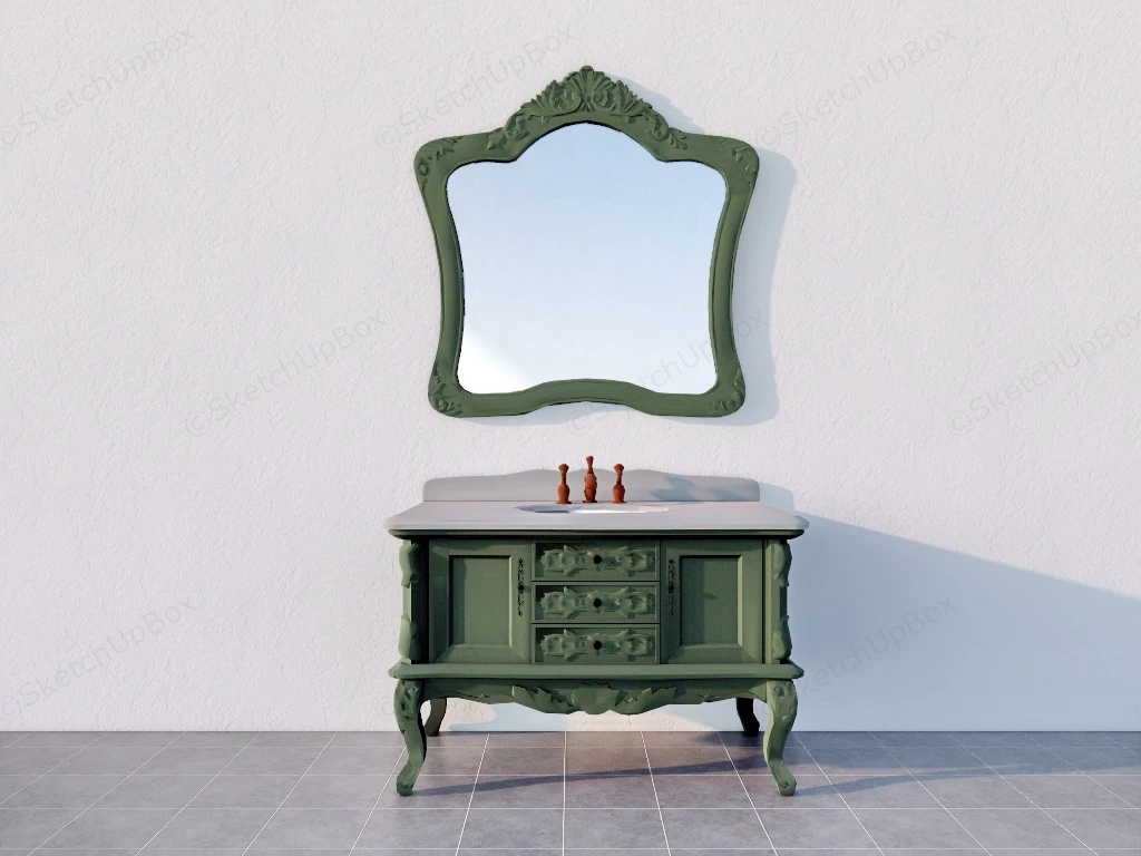 Retro Green Bathroom Vanity sketchup model preview - SketchupBox