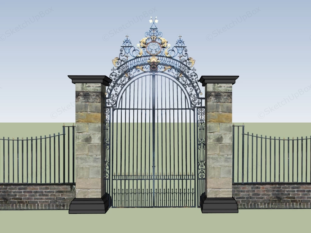 Decorative Iron Garden Gate sketchup model preview - SketchupBox