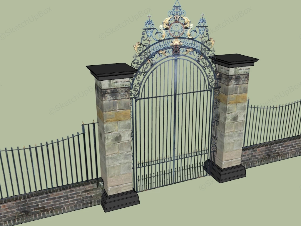 Decorative Iron Garden Gate sketchup model preview - SketchupBox