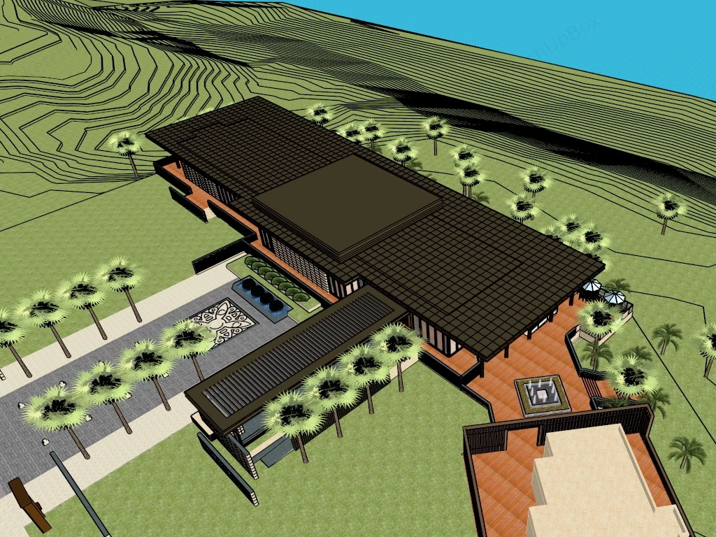Chinese Style Clubhouse sketchup model preview - SketchupBox