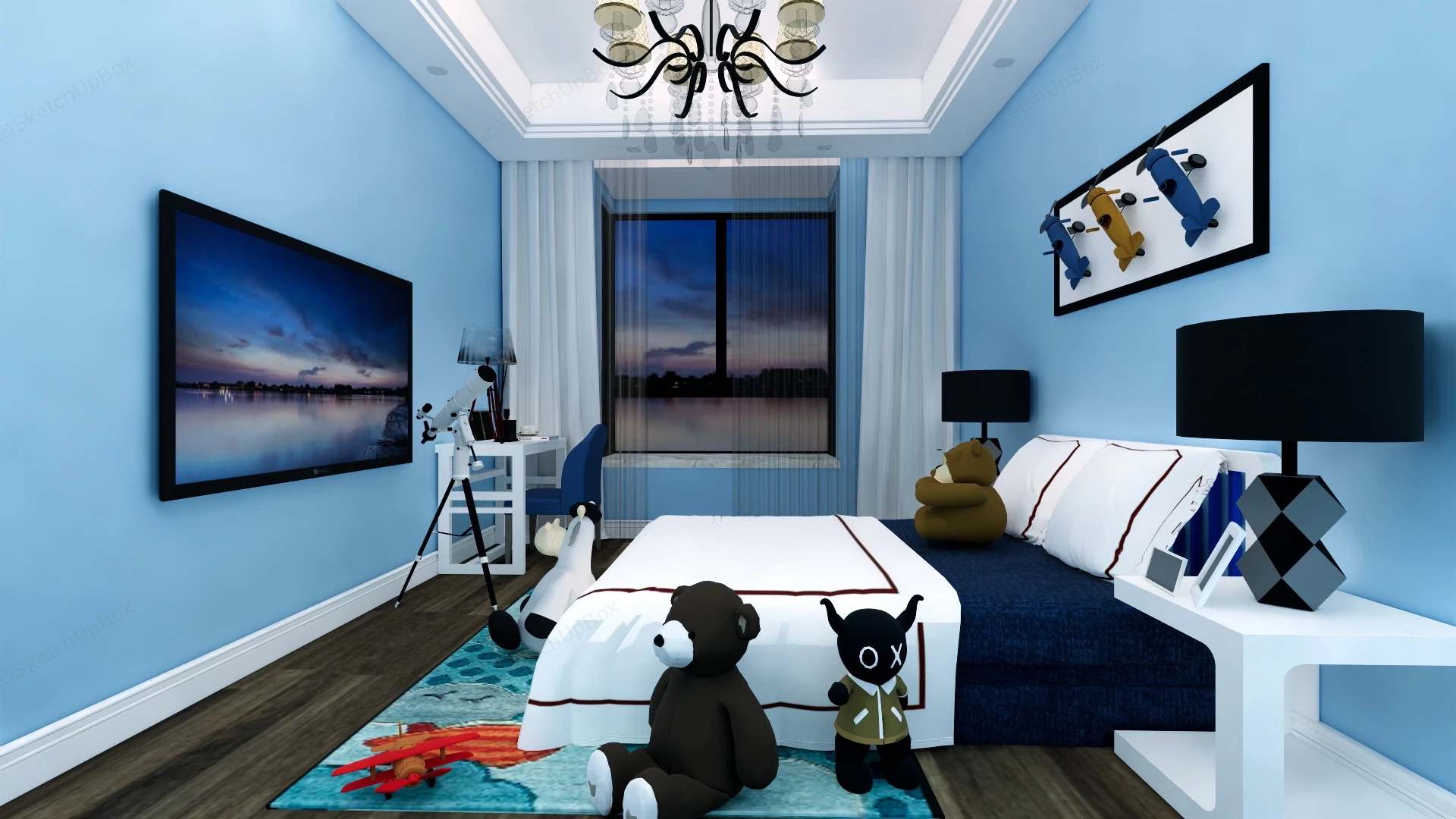Blue Kids Room sketchup model preview - SketchupBox