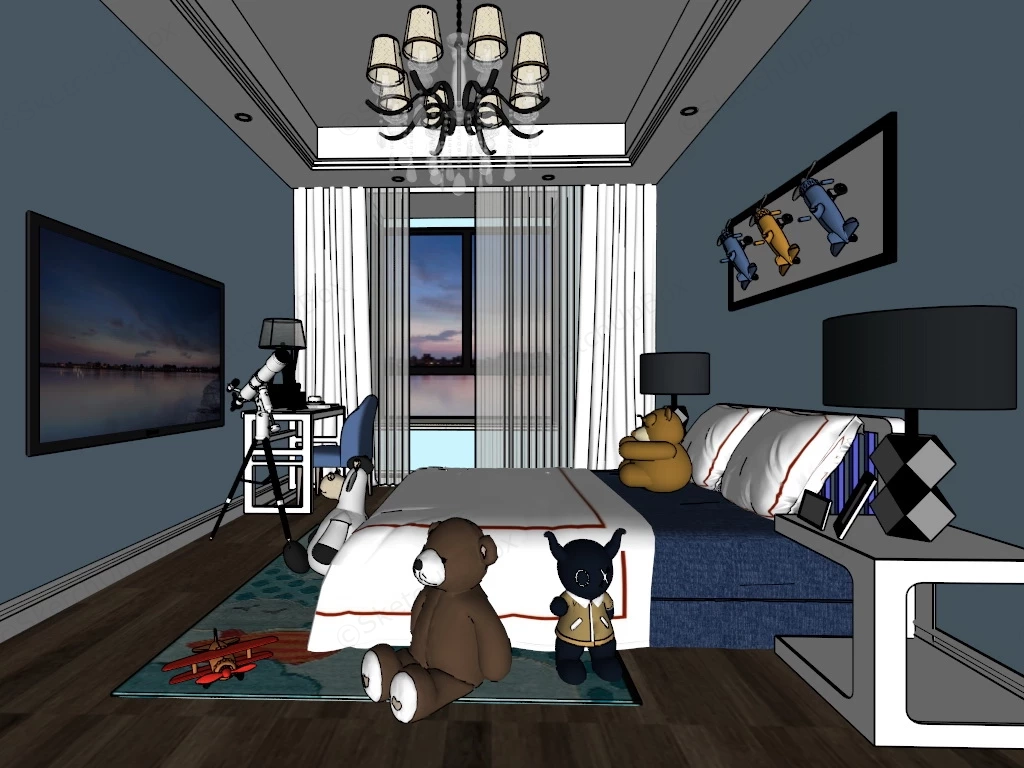 Blue Kids Room sketchup model preview - SketchupBox