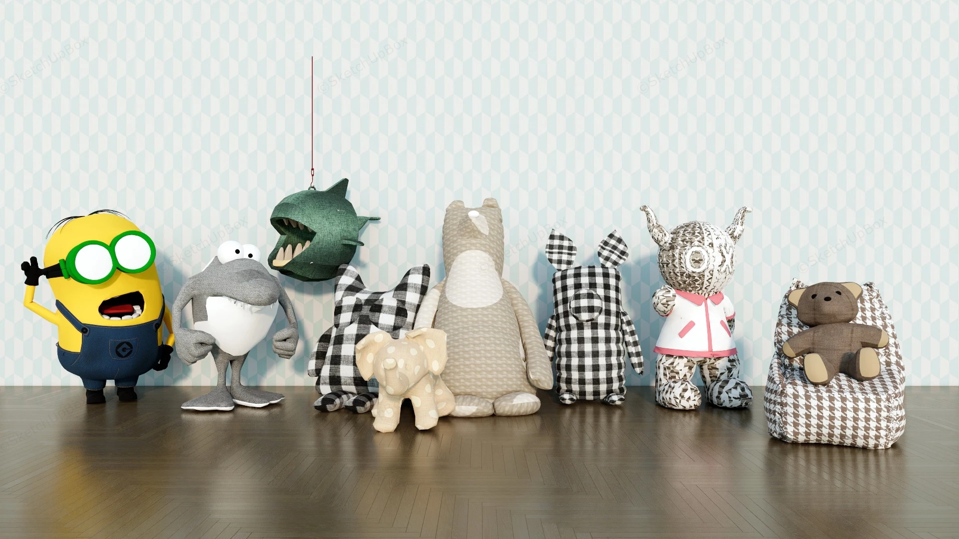 Stuffed Toys sketchup model preview - SketchupBox