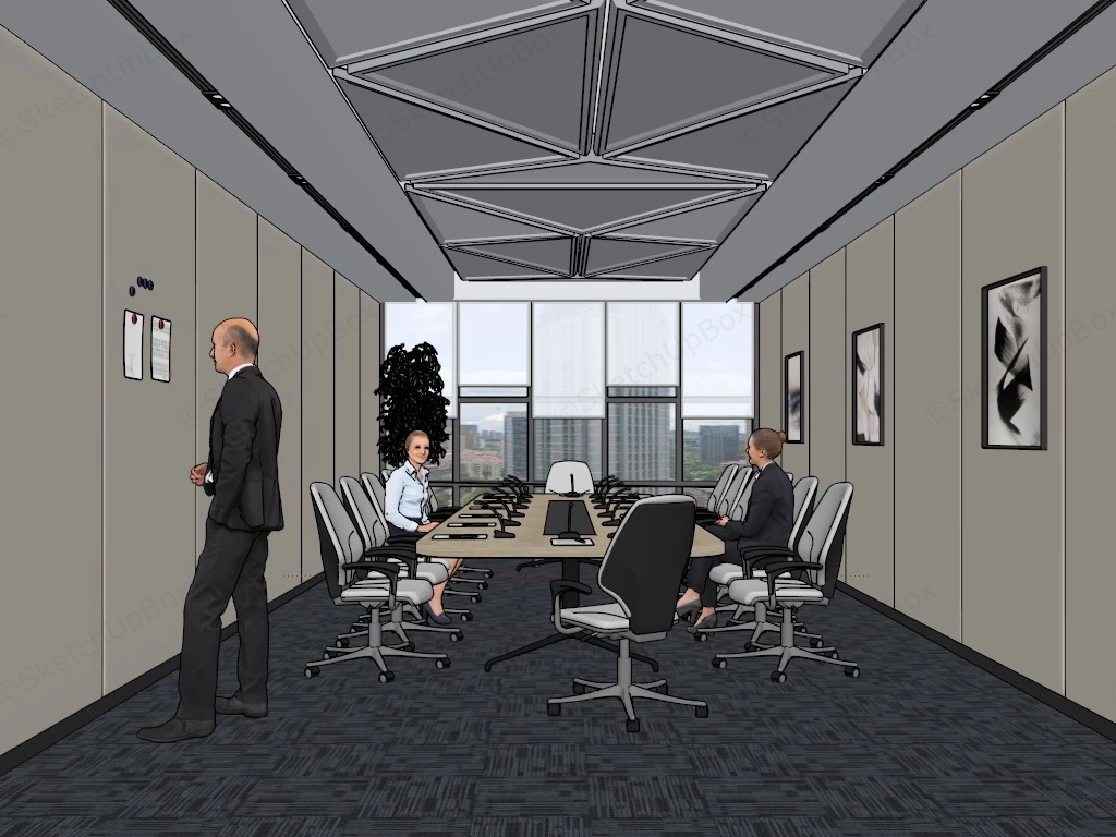 Minimalist Conference Room Design sketchup model preview - SketchupBox