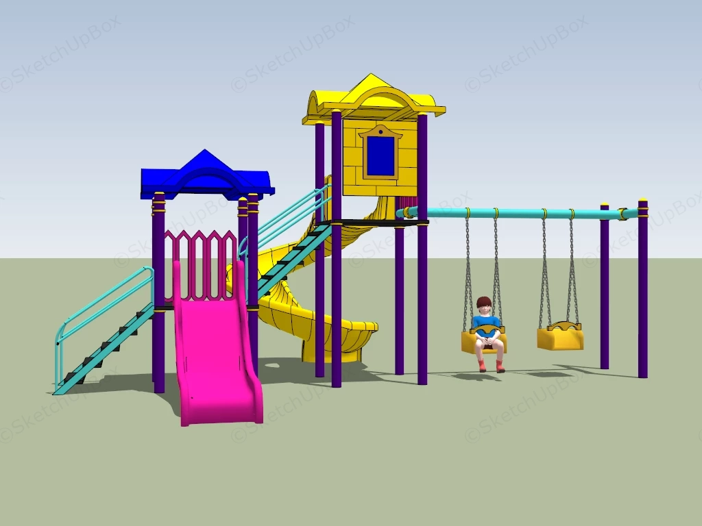Swings And Slides Playset sketchup model preview - SketchupBox