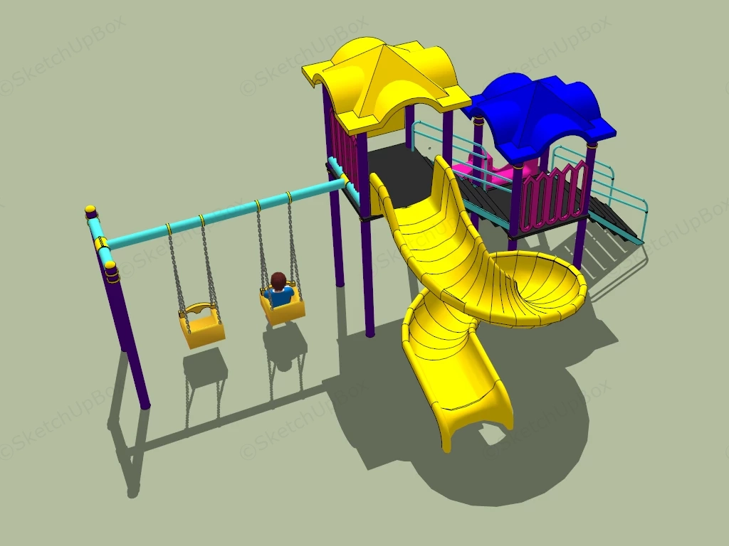 Swings And Slides Playset sketchup model preview - SketchupBox